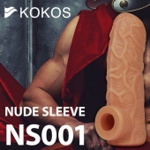 Телесная открытая насадка-реалистик с подхватом мошонки Nude Sleeve L - 14 см. - KOKOS - в Балаково купить с доставкой