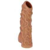 Телесная насадка с венками и открытой головкой Nude Sleeve M - 12 см. - KOKOS - в Балаково купить с доставкой