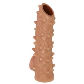 Телесная насадка с шипами и открытой головкой Nude Sleeve M - 12 см. - KOKOS - в Балаково купить с доставкой
