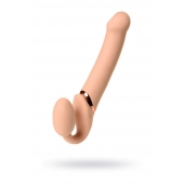 Телесный безремневой вибрострапон Vibrating Bendable Strap-On L - Strap-on-me - купить с доставкой в Балаково