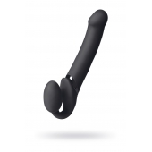 Черный безремневой вибрострапон Vibrating Bendable Strap-On L - Strap-on-me - купить с доставкой в Балаково