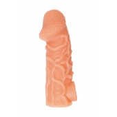 Телесная закрытая насадка с венками Cock Sleeve Size L - 17,6 см. - KOKOS - в Балаково купить с доставкой
