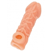 Телесная закрытая насадка с венками Cock Sleeve Size L - 17,6 см. - KOKOS - в Балаково купить с доставкой