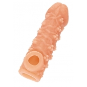 Телесная закрытая насадка с пучками шишечек Cock Sleeve Size L - 17,6 см. - KOKOS - в Балаково купить с доставкой