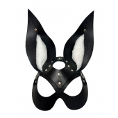 Черная маска зайки с белым мехом на ушках Miss Bunny - БДСМ Арсенал - купить с доставкой в Балаково