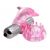 Розовое виброкольцо-дельфин с шипами - Baile - в Балаково купить с доставкой