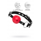 Красный кляп-шар на черных ремешках - ToyFa - купить с доставкой в Балаково