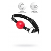 Красный кляп-шар на черных ремешках Anonymo - ToyFa - купить с доставкой в Балаково