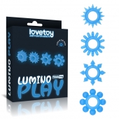 Набор из 4 голубых, светящихся в темноте эрекционных колец Lumino Play - Lovetoy - в Балаково купить с доставкой