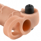 Телесная вибронасадка с кольцом Vibrating Real Feel 2 Extension - 16 см. - Pipedream - в Балаково купить с доставкой