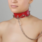 Красный ошейник из натуральной кожи - Sitabella - купить с доставкой в Балаково