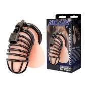 Черная металлическая клетка с замком Deluxe Chastity Cage - BlueLine - купить с доставкой в Балаково