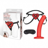 Красный поясной фаллоимитатор Red Heart Strap on Harness   5in Dildo Set - 12,25 см. - Lux Fetish - купить с доставкой в Балаково