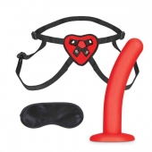 Красный поясной фаллоимитатор Red Heart Strap on Harness   5in Dildo Set - 12,25 см. - Lux Fetish - купить с доставкой в Балаково