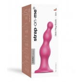 Розовая насадка Strap-On-Me Dildo Plug Beads size L - Strap-on-me - купить с доставкой в Балаково