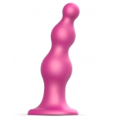 Розовая насадка Strap-On-Me Dildo Plug Beads size L - Strap-on-me - купить с доставкой в Балаково