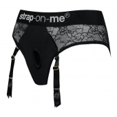Черные трусики для насадок Diva Lingerie Harness - size S - Strap-on-me - купить с доставкой в Балаково