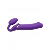 Фиолетовый безремневой вибрострапон Silicone Bendable Strap-On - size XL - Strap-on-me - купить с доставкой в Балаково
