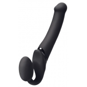 Черный безремневой вибрострапон Silicone Bendable Strap-On - size XL - Strap-on-me - купить с доставкой в Балаково