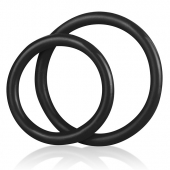 Набор из двух черных силиконовых колец разного диаметра SILICONE COCK RING SET - BlueLine - в Балаково купить с доставкой