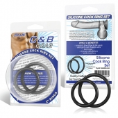 Набор из двух черных силиконовых колец разного диаметра SILICONE COCK RING SET - BlueLine - в Балаково купить с доставкой