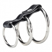 Хомут на пенис из трех металлических колец 3 RING GATES OF HELL - BlueLine - в Балаково купить с доставкой