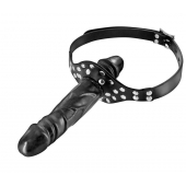 Черный кляп-фаллоимитатор Double Penis Gag - Fetish Tentation - купить с доставкой в Балаково