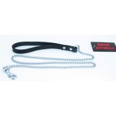 Металлический поводок с кожаной петлёй - БДСМ Арсенал - купить с доставкой в Балаково