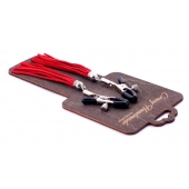 Металлические зажимы на соски с красными замшевыми кисточками - Crazy Handmade - купить с доставкой в Балаково