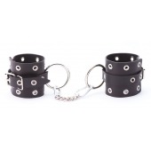 Черные кожаные наручники с люверсами - Crazy Handmade - купить с доставкой в Балаково