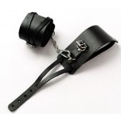 Черные кожаные оковы с креплением в виде веревочек - Crazy Handmade - купить с доставкой в Балаково