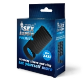 Черная открытая насадка на пенис с кольцом для мошонки XXXL-size - 9,9 см. - Sex Expert - в Балаково купить с доставкой