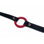 Красный кляп-кольцо на черных кожаных ремешках - БДСМ Арсенал - купить с доставкой в Балаково