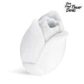 Белый нереалистичный мастурбатор в форме бутона цветка Lotus - 1137 - в Балаково купить с доставкой