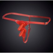 Красные кожаные универсальные трусики с двумя  штырьками для насадок - Sitabella - купить с доставкой в Балаково