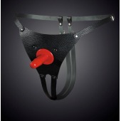 Чёрные кожаные универсальные трусики со штырьком для насадок - Sitabella - купить с доставкой в Балаково