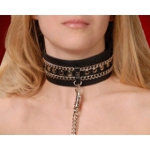 Чёрный ошейник с цепочками и поводком - Sitabella - купить с доставкой в Балаково