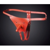 Красные кожаные универсальные трусики со штырьком для насадок - Sitabella - купить с доставкой в Балаково