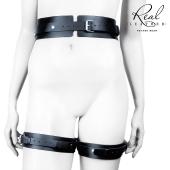 Черный кожаный пояс с гартерами - S-M - Notabu - купить с доставкой в Балаково