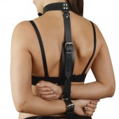 Черная кожаная фиксация рук за спиной  Новичок - Sitabella - купить с доставкой в Балаково