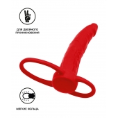 Красная насадка на пенис для двойного проникновения Black Red - 16,5 см. - ToyFa - купить с доставкой в Балаково