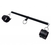 Черная распорка для ног с кожаными манжетами - Pecado - купить с доставкой в Балаково