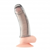 Текстурированная насадка на пенис Clear Textured Penis Enhancing Sleeve Extension - 16,5 см. - BlueLine - в Балаково купить с доставкой