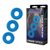 Комплект из трех голубых колец для эрекции 3-Pack Ultra-Stim Stretch Cock Rings - BlueLine - в Балаково купить с доставкой