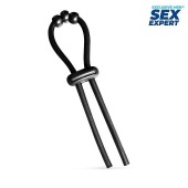 Черное эрекционное кольцо со стимулирующими бусинами - Sex Expert - в Балаково купить с доставкой