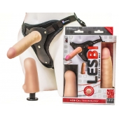 Телесный страпон Harness LESBI с вагинальной пробкой - 16,5 см. - LOVETOY (А-Полимер) - купить с доставкой в Балаково