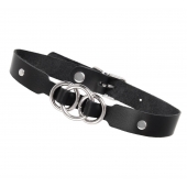 Черный кожаный ошейник со связанными кольцами - Pecado - купить с доставкой в Балаково