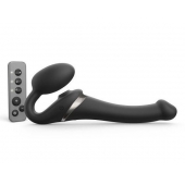 Черный безремневой страпон Multi Orgasm Size S с клиторальной стимуляцией - Strap-on-me - купить с доставкой в Балаково