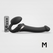 Черный безремневой страпон Multi Orgasm Size M с клиторальной стимуляцией - Strap-on-me - купить с доставкой в Балаково