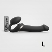 Черный безремневой страпон Multi Orgasm Size L с клиторальной стимуляцией - Strap-on-me - купить с доставкой в Балаково